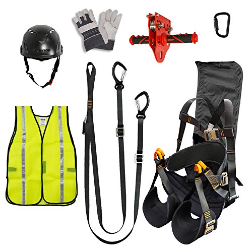 Fusion Climb Pro Backyard FK-A-HLTCHVG-45 Carabineer Helmet Vest Gloves Bundle, Black