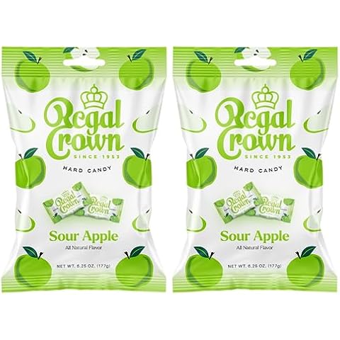 Regal Crown Sour Apple Hard Candy | Old Fashioned Sour Apple Candy | Traditional Crisp and Tarte Apple Candy Brought To You By Iconic Candy | 6.25oz Peg Bag (2) Cover