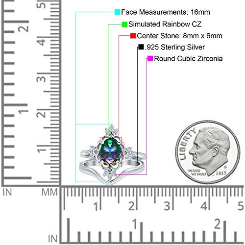 Blue Apple Co. Oval Two Piece Art Deco Vintage Style Bridal Set Wedding Engagement Ring Band Round Simulated Cubic zirconia 925 Sterling Silver4