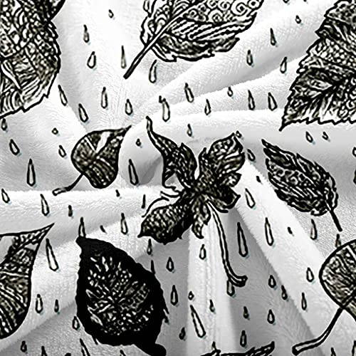 Couverture polaire microfibre grise anti-bouloche 150x200 lavable machine impression feuilles