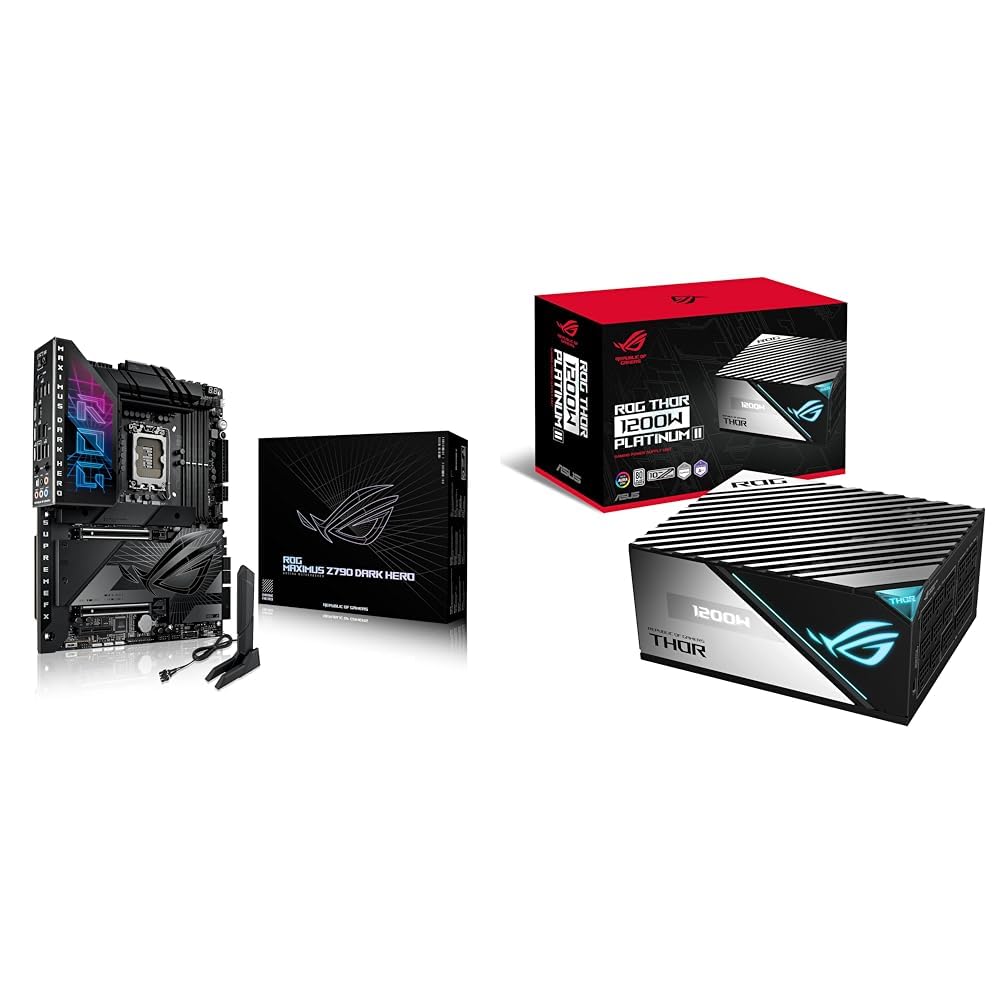 ASUS ROG Maximus Z790 Dark Hero (WiFi 7) LGA 1700(Intel 14th &13th&12th Gen) ATX Gaming Motherboard(PCIe 5.0x16 & ROG Thor 1200W Platinum II (1200 Watt