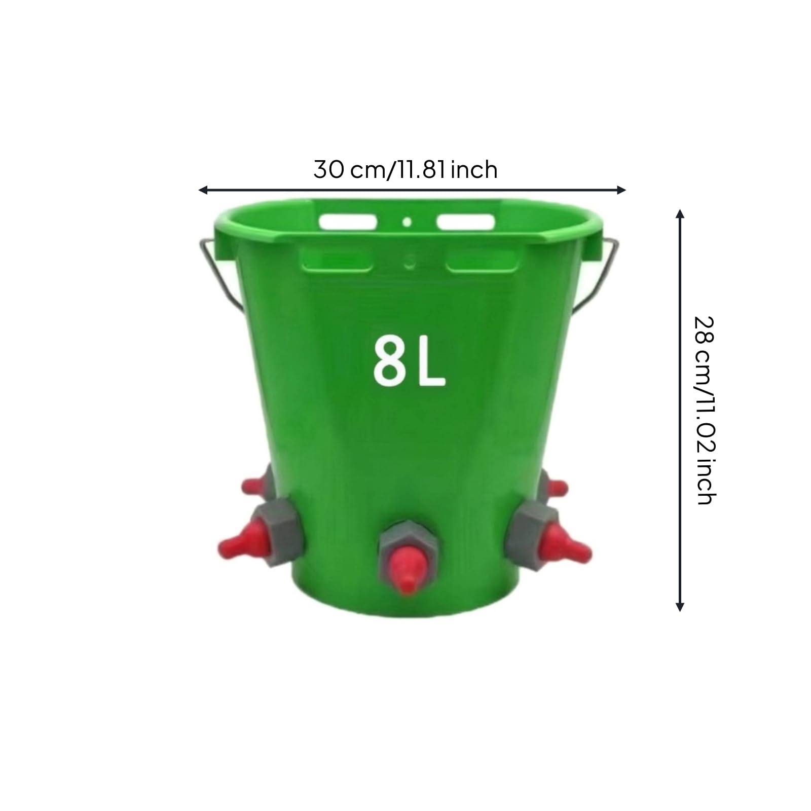 Secchio con Tettarelle Pratico, Secchio Verde Da 8 L Per Agnelli, Con Cinque Tettarelle Per Ovini Dimensioni Circa 30 × 28 Cm