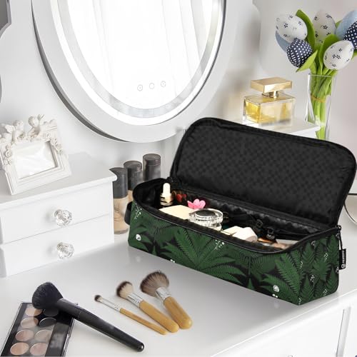Organizador 2 en 1 para herramientas de cabello con tapete para plancha resistente al agua y estuche de viaje para rizador, plancha y secador de cabello, Estampado botánico verde oscuro para mujeres miniatura 7