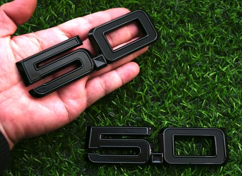 Image of Pair Set 5.0 Emblem Door Side 3D Badge Compatible with 2024-2025 Mustang GT Dark Horse PR3Z-16228-D (5.0-Black)