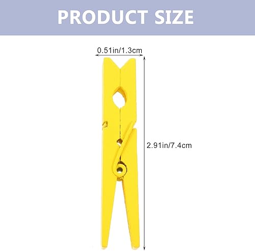 Miniatura 3 de Clavijas de ropa 30 unids pinzas de madera para ropa, pinzas de ropa de bambú amarillo pinzas de madera