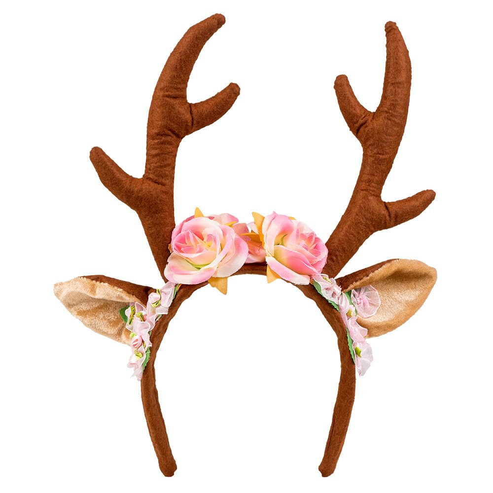 KRYMSON 1 schattige gewei-hoofdband, rendiergewei-haarspeld, bruine gewei, kerst-rendiergewei-hoofdband, geschikt voor carnaval, Kerstmis, maskerade