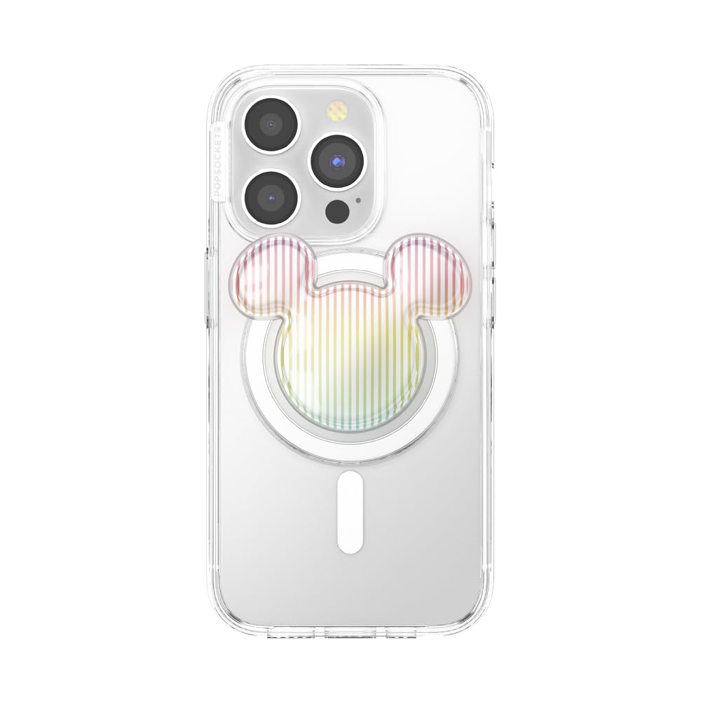 PopSockets runder Telefongriff kompatibel mit MagSafe, Adapterring im Lieferumfang enthalten, Telefonhalter, kabelloses Laden kompatibel - AirbagSherbet Mickey Stripe
