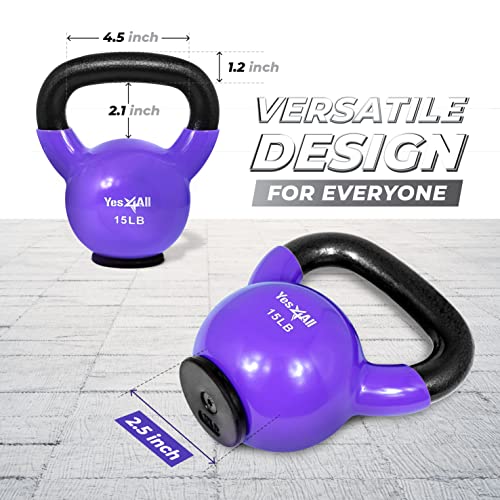 Image of Yes4All Kettlebells Rubber Base, Kettlebell Set for Women, Strength Training Kettlebells Weights (10-65 lbs)
