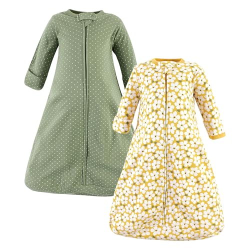 Image of Hudson Baby Unisex Baby Cotton Wearable Sleeping Bag, Sack, Blanket, Sage Floral Long Sleeve, 12-18 Months