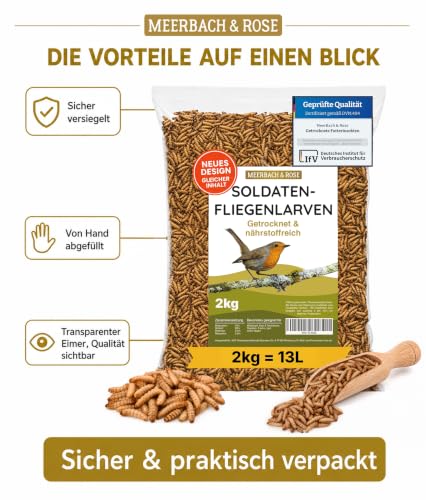 Soldatenfliegenlarven getrocknet 2kg (entspricht 13 Litern) PROTEINREICH