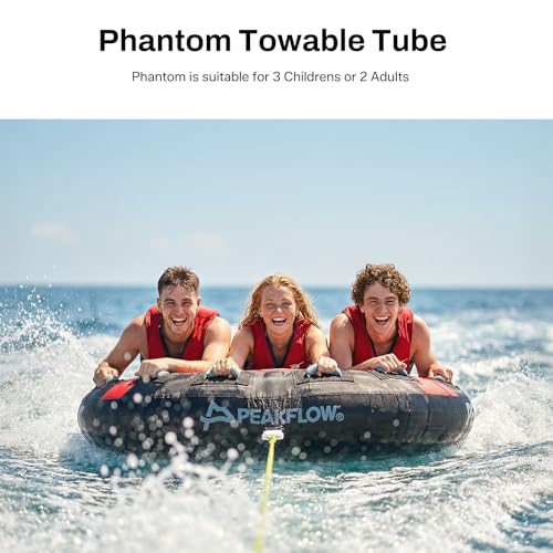 Image of PEAKFLOW Towable Tube,Boat Tube,1-3 Rider Models,Tubes for Boating,PVC Liner and Full Nylon Cover,Stable for Kids & Adults,Lake & Ocean Fun