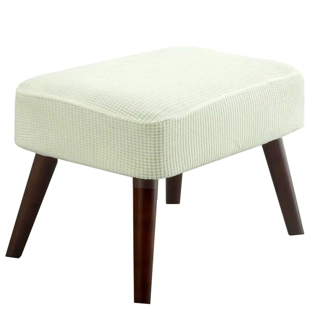 Zzdzw Beige Rectangle Stool Cover, Stretch Elastic Vanity Chair Seat Slipcover, Jacquard Counter Saddle Seat Cover For Wooden Metal Bench (Beige)