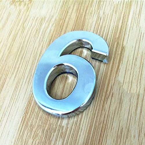Números Placa Casa Autoadhesivos 3D 5 Cm 0-9 Letras A-Z Dash Sign Puerta Número Plata Moderno Dirección Hotel Dígitos 3M Etiqueta ABS Galvanoplastia, para Apartamento Buzón Interior (6) Cover