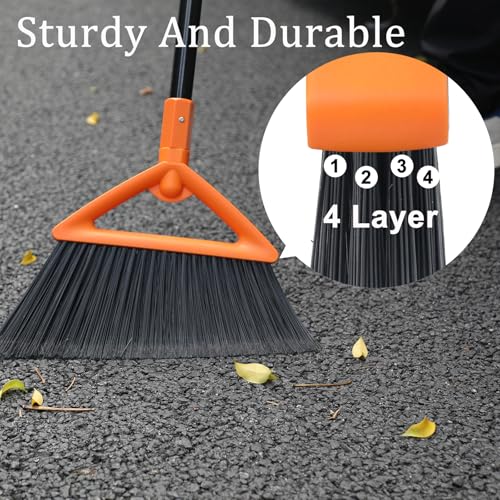Image of Heavy Duty Orange Angle Broom with Long Handle - 4 Pack