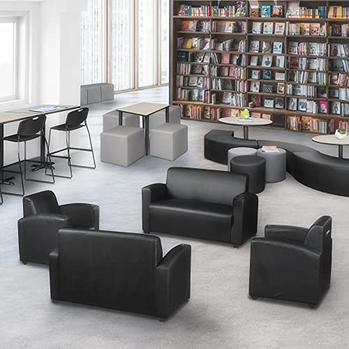Image of Romig Superstellar Loveseat with Sleek Black Vinyl Upholstery, Ergonomic and Durable Design, Comfortable Seating for Offices, Homes, Lounges, Classrooms, Waiting Rooms, or Conference Areas