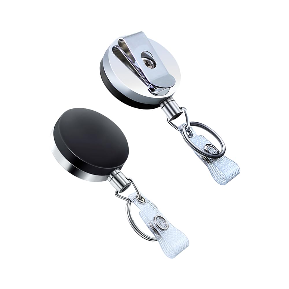 2 Pack-Heavy Duty Retractable Badge Holder Reel,Retractable ID Badge Reel with Reinforced Belt Clip Strap Key Ring,25.2" Stainless Steel Cord for Name