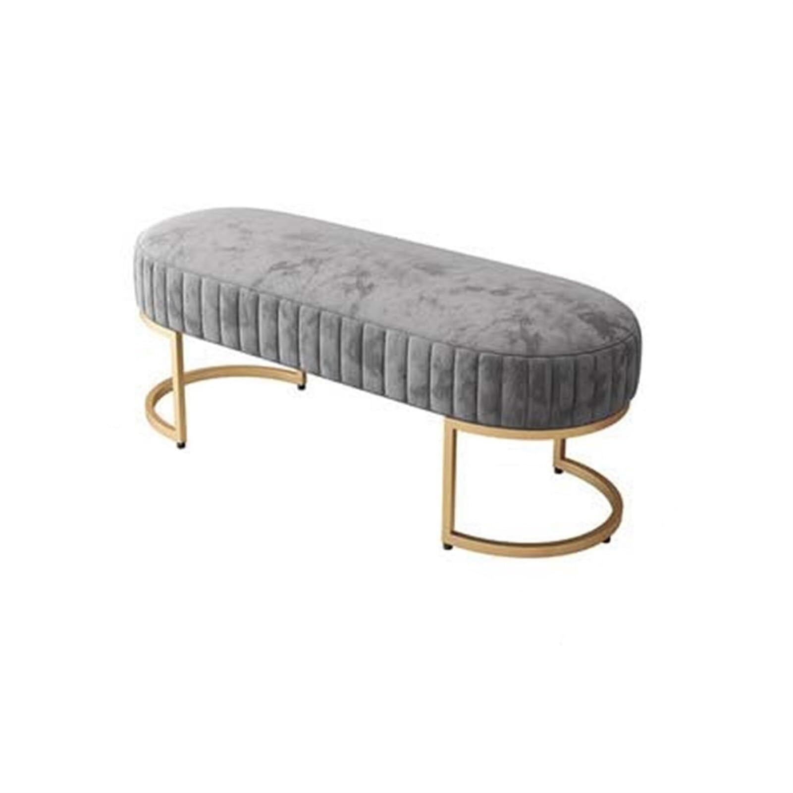 Ottomane mit Stauraum, Elegante Eingangsbank aus Samt, gepolsterte, getuftete Ottomane für das Schlafzimmer am Fußende des Bettes mit goldenen B(Grau-100 * 40 * 45cm