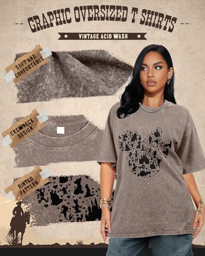 Flafens Oversized Acid Wash Vintage T Shirts for Women - Graphic Tees Womens Retro Cotton Cute Cool Loose Tshirts Teens Girls2