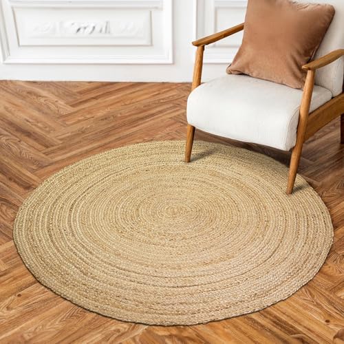 HUAHOO Jute Rug - Natural Hand Woven Jute Area...