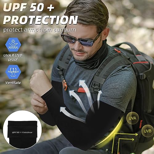Image of BHYTAKI UV Sun Protection Arm Sleeves, UPF 50 Sports Cooling Arm Compression Sleeves for Men Women Teenager