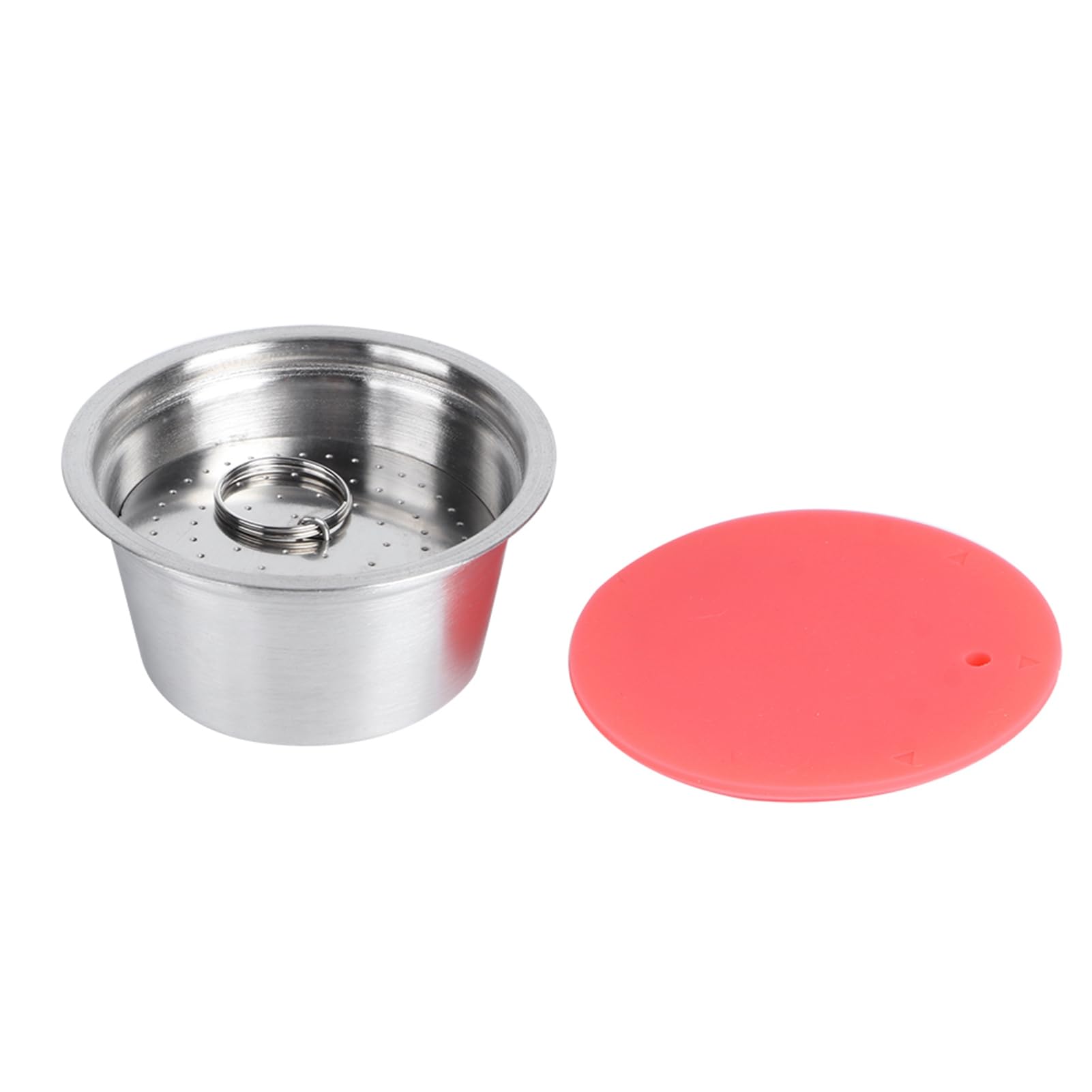 Taza de Cápsulas de café Recargables, Cápsulas de café Recargables de Acero Inoxidable, Filtro de Taza con Tapa de Silicona, Apto para Color (rojo)