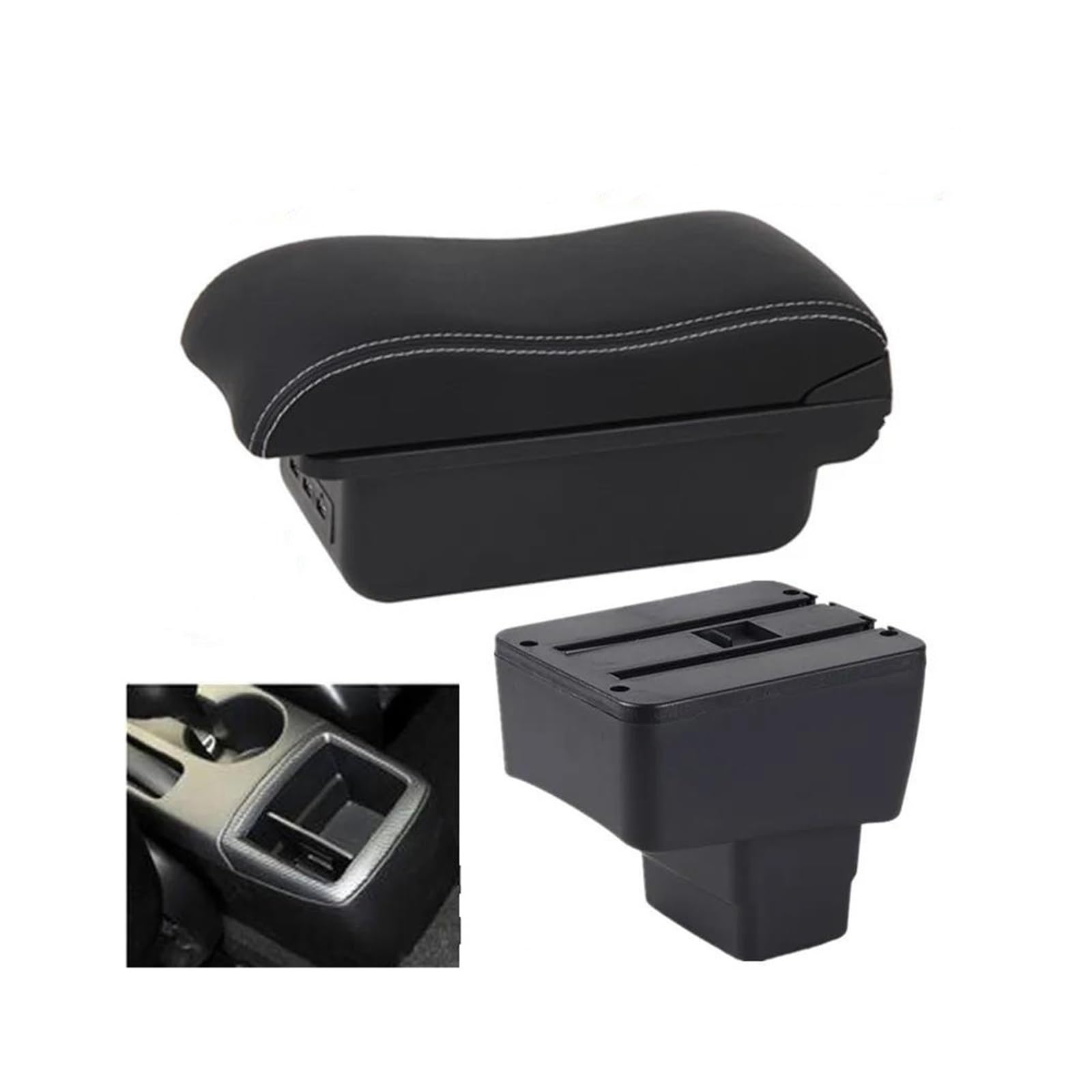 RESPUNEKBAH For MAZDA CX-3 For Mazda 2 For Skyactiv Version Cx3 15-23 Car Armrest Box Storage Box Curved Surface Armrest(B3 white line 3USB)