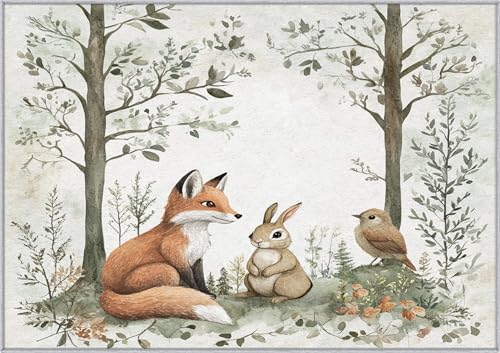 Tapete Woodland Animal 4x5 ft lavable antideslizante miniatura 4