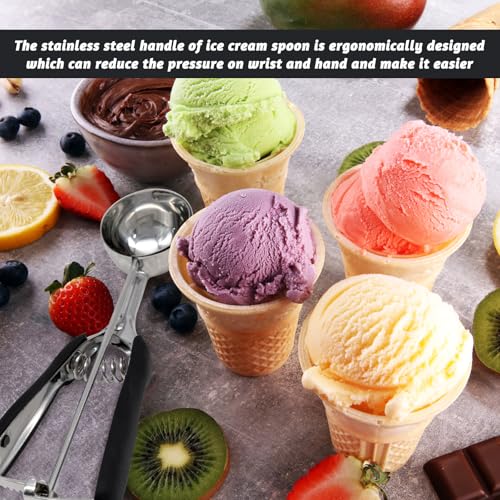 Porzionatore per gelato in acciaio inox, 5 cm, cucchiaio per gelato e impugnatura comoda per palline di gelato, cottura e melone - immagine 5