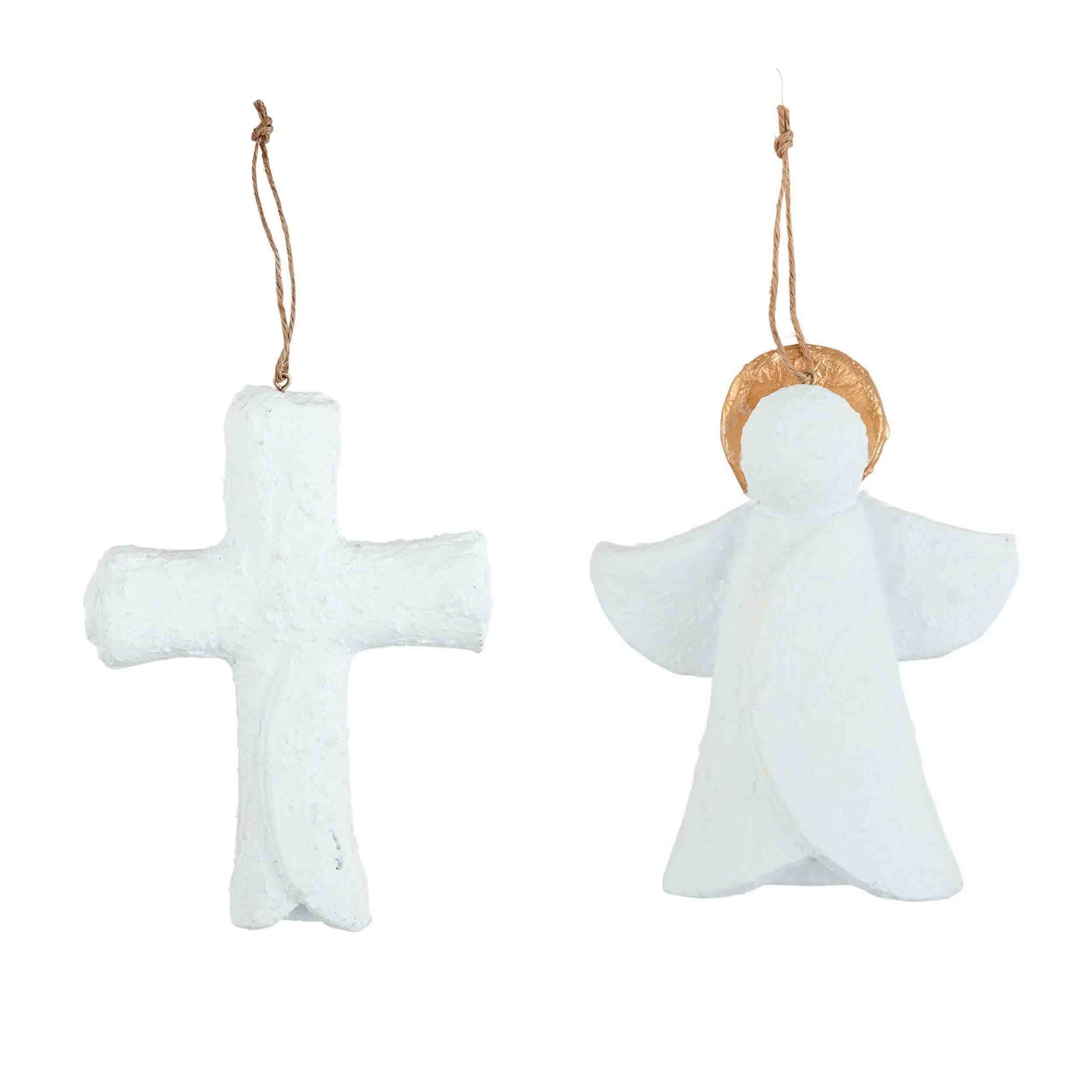 Mud Pie Papier Mache Christmas Ornament, Cross, 5 1/2