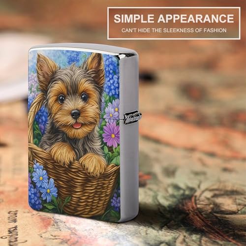 Estuche de encendedor clásico de cobre con diseño Puppy miniatura 6