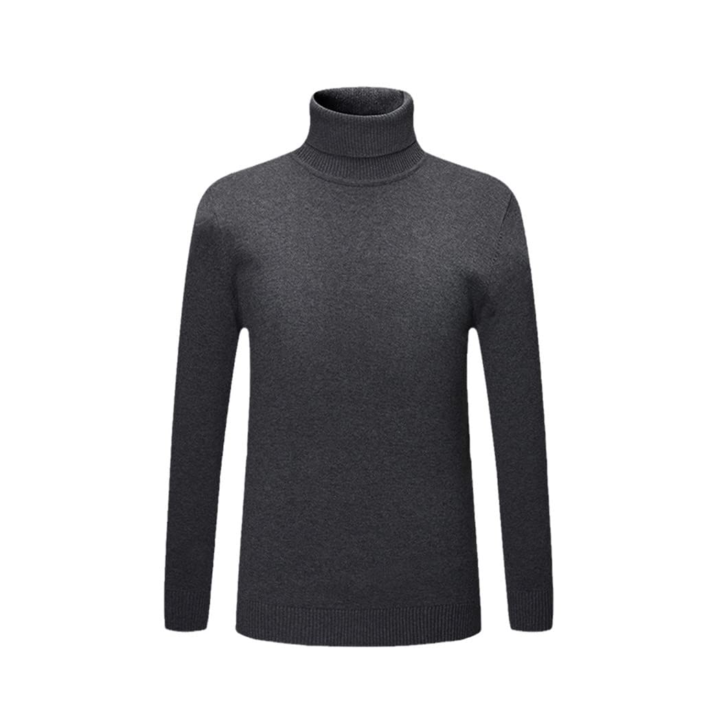 Pull col roulé homme 100% coton haut de gamme gris foncé XL