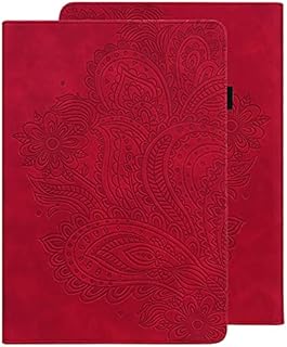 GLANDOTU Case for Huawei MediaPad M5 lite 10 10.1 inch PU Leather Case lightweight Folio Flip Tablet Embossed Leather Cover Case with fold Stand Protective Shell - Red