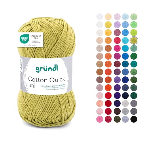 Gründl Wolle Cotton Quick uni Häkelgarn 1 Knäuel 50 g, Hellolive – Ansicht 1