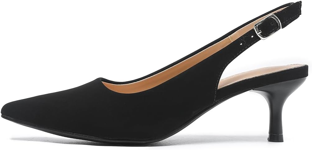 Amoji Women's 2 Inch Pointed Toe Low Kitten Heel Slingback Pump Party Wedding Dress Shoes FZ321 - Image 4