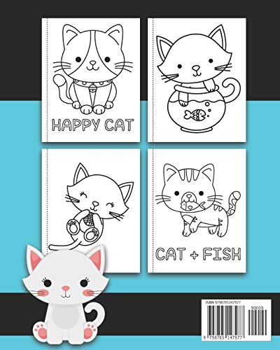 Cute Cats Coloring Book for Kids Ages 1-5: Fun and Simple Images Aimed at Preschoolers and Toddlers - Kittens Playing with Yarn, Fish, a Box, a Toy ... Classroom! (Adorable Animals Coloring Series) image 4