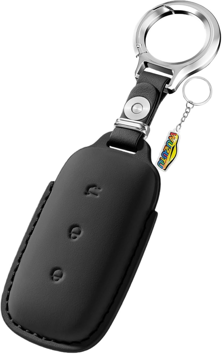 LGBBTI Leather Smart Keyring Holder Shell Protective Case for Remote Key Fob Keychain Cover Automobile Accessories 7 5 8 EX E, Black