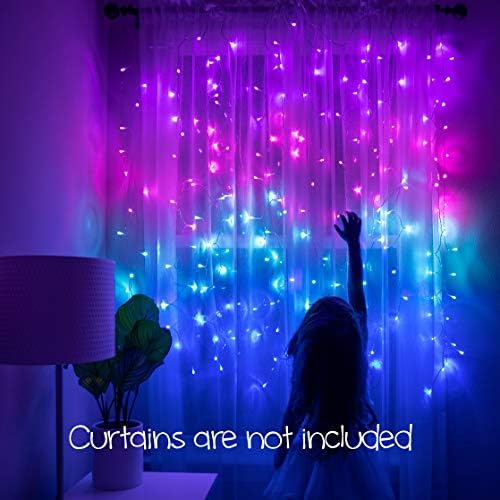 Something Unicorn LED String Curtain Lights with Dimmer Switch for Teen Room, Girls Room, College Dorm, Perfect for Mermaid, Purple, Pink Decoration. (Standard Version)