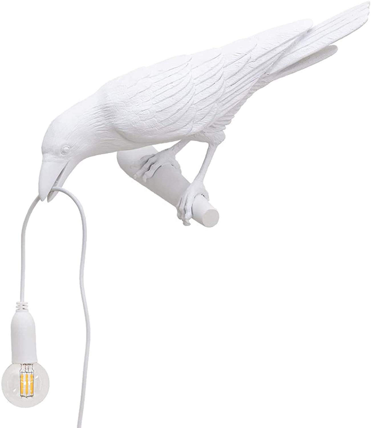 Crow Desk Lamp - Bird Table, Movable Bedside, Activity Wall Light LED for Bedroom, Resin Crow Raven Light Wall Sconce Standing Bird Lighting for Living Room, Office, College Dorm (B)