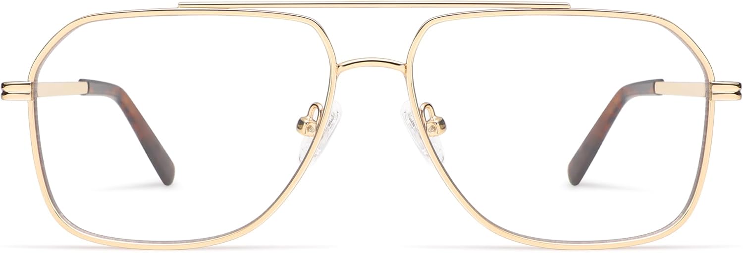 AMOMOMA Retro Blue Light Aviator Reading Glasses for Women Men,Metal Oversized Large Computer Reader Frame AM6133 - Image 2