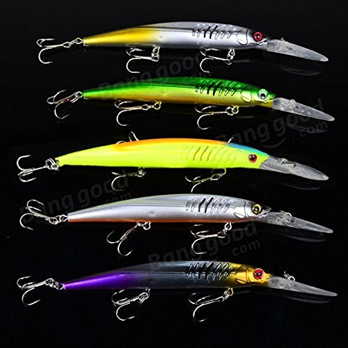 WnewTools Proberos 12.7g 14.5cm Minnow Bait Fishing Lure Hard Lure Bait with Hooks 5PCs