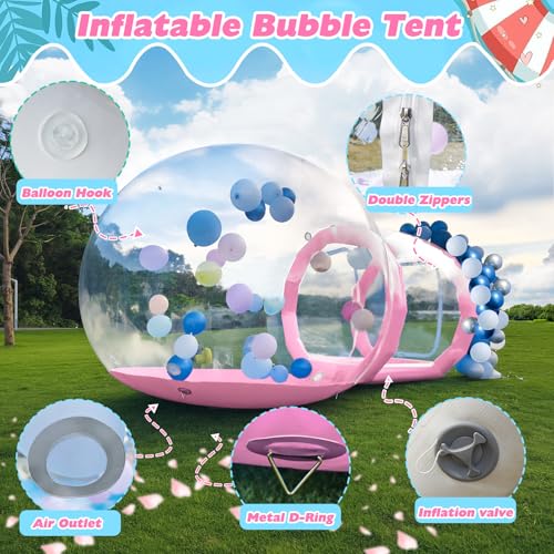 Tente dôme gonflable transparente avec souffleur et pompe, design imperméable en PVC durable pour les fêtes d'enfants et une utilisation commerciale
