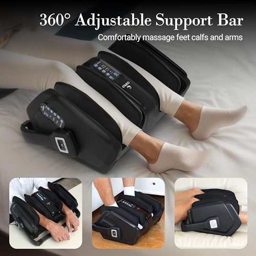 Image of CuPiLo Shiatsu Foot Calf Massager with Heat & Remote, FSA Eligible HSA | 6-Level Compression, 3 Modes Kneading for Neuropathy Plantar Fasciitis, 360 Adjustable Bar for Feet Ankles Calves, Size 14