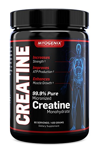 Myogenix Creatine Monohydrate for Muscle Growth | Creatine Powder Nutritional Supplement | Increases Strength | Improves ATP Production | Only Pure Ingredients | 80 Servings / 400G