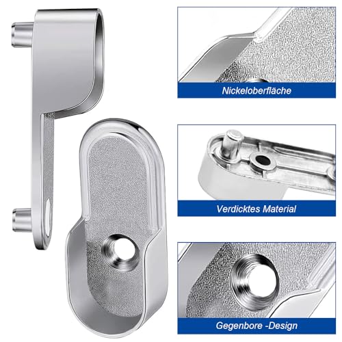 Cabilock 4 Stück Kleiderstangen-Halterung – Silber, Aus Aluminiumlegierung, Für Kleiderschrank & Regal