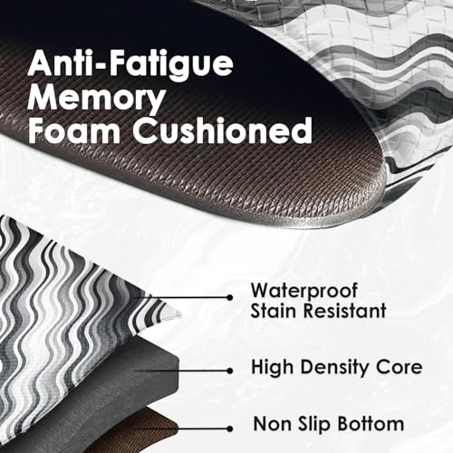 Arttown TCL2024032028-PVCKM2 Marble Geometric Anti-Fatigue Kitchen Rug Set Of 2 Dark Black Line Gradient Cushioned Kitchen Floor Standing Mat Waterproof Non-Slip Kitchen Mat And Rugs Pvc Ergonomic Comfort Foam Rug thumb #3