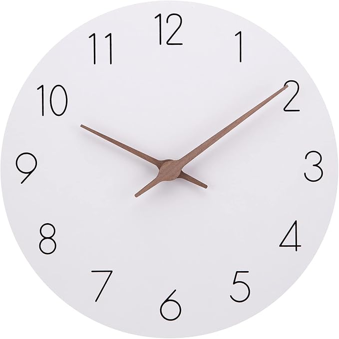 NESIFEE Wall Clock Wood Wall Clock Silent NonTicking Modern Wall
