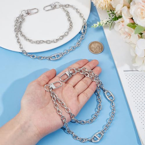 UNICRAFTALE About 2Pcs 11.46" Bag Extender Chain Handbag Charm Decorative Chain Bag Strap Extender Alloy 2-Layer Metal Chain Strap Handbag Handle Chain with Swivel Clasps for Bag Replacement - Image 4