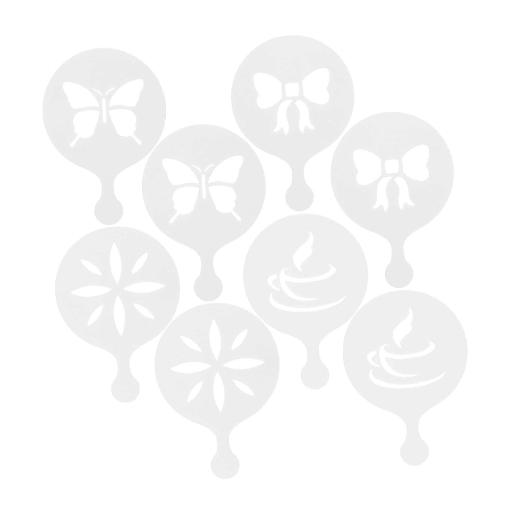 Cabilock 8Pcs Coffee Art Stencils Reusable Plastic DIY Latte Templates for Cappuccino Cookie Decorating Elegant Designs for Creative Coffee Cake and Dessert Decoration