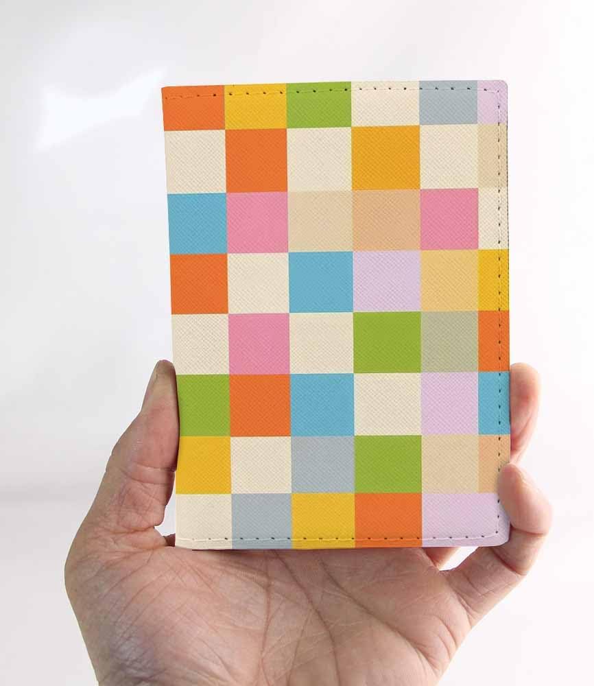 Colorful Checkered Passport Holder for Travel Abstract Chess Pattern PU Leather Passport Cover Wallet Cute Passport Card Holder for Women and Men - Image 6