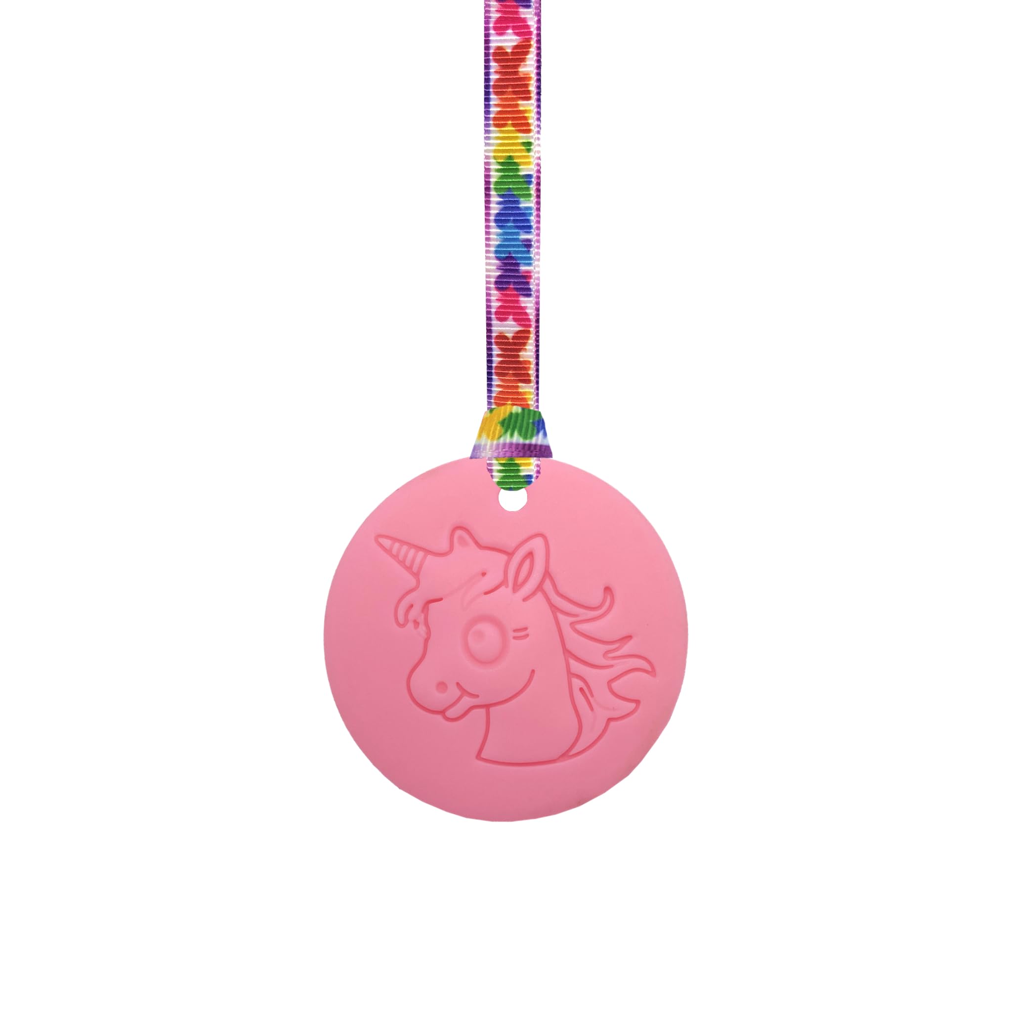 Unicorn Chew Necklace with Lanyard - Light Pink - Sensory Chew for Kids with Autism, Anxiety & ADHD – 100% Food Grade Silicone - Sensory Oojamabobs (8 Designs Available) (Butterflies, 54cm Lanyard)